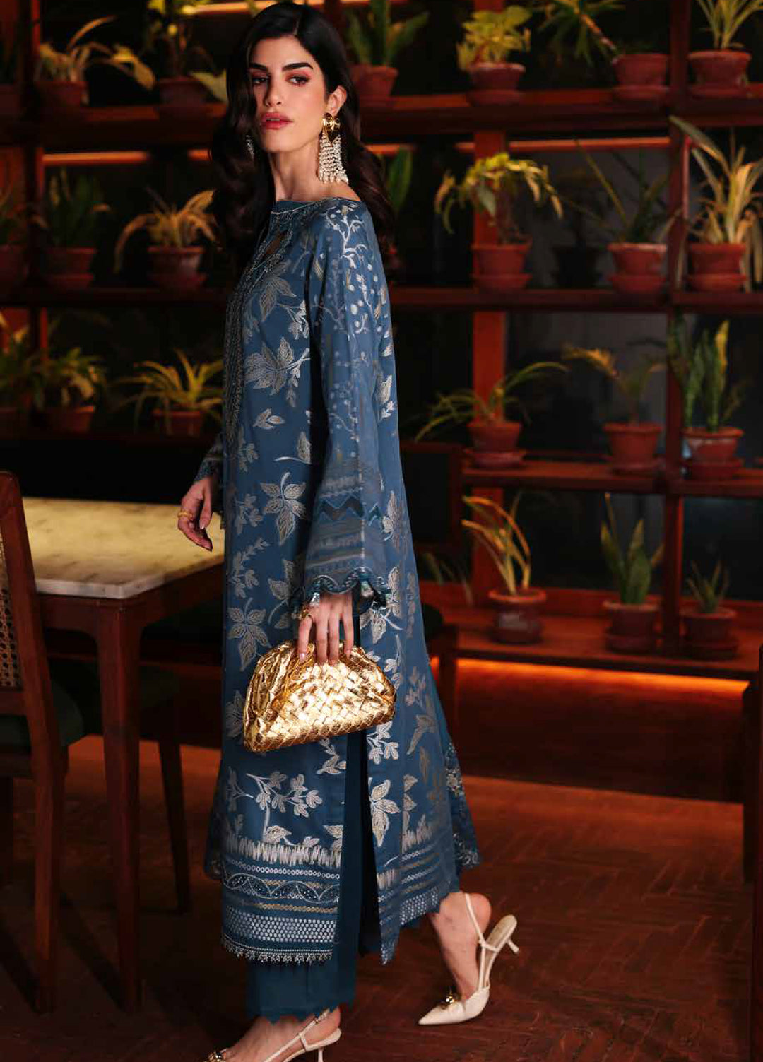 Nureh Exclusive Unstitched Embroidered Lawn Jacquard 3 Piece Suit NU26EU NE-223 - Festive Collection