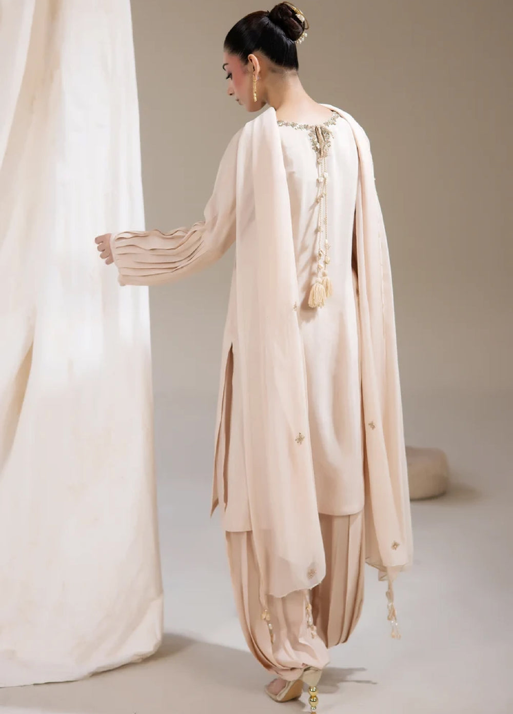 Alee Malic RTW Hand Work Raw Silk 3 Piece Suit Cashmere - Wedding Collection