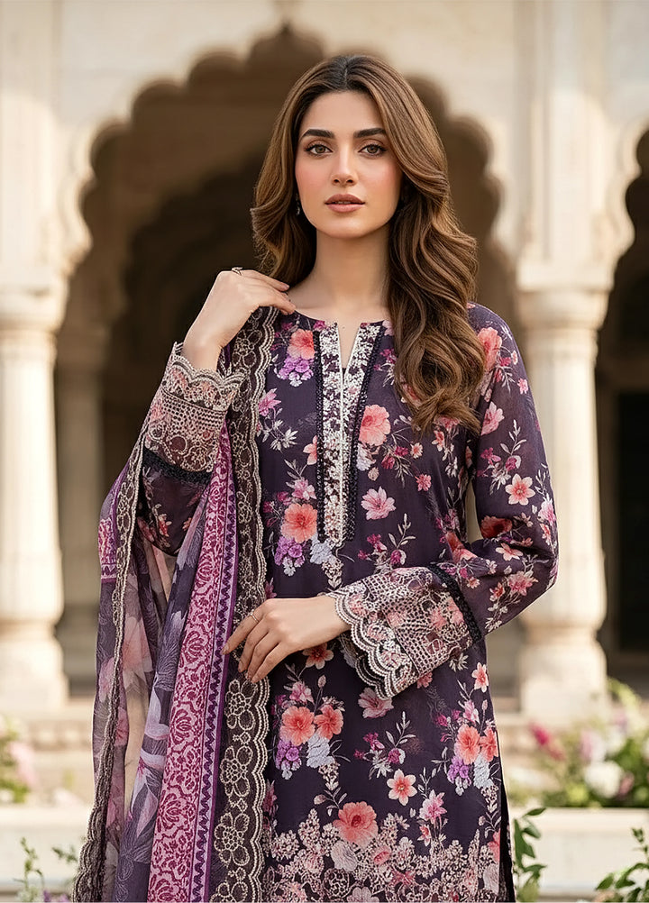 Lakhany Summer Essentials Embroidered Unstitched Lawn 3 Piece Suit LSM26USE LG-IZ-0517 - Ramadan Collection