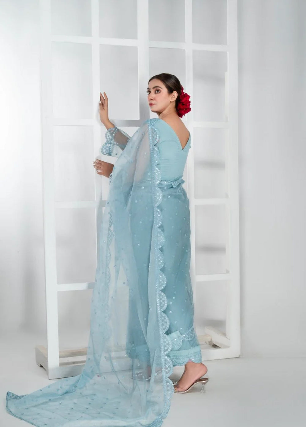 Luxe by Imran Aftab Unstitched Embroidered Organza Saree Suit IASC 29 - Festive Collection
