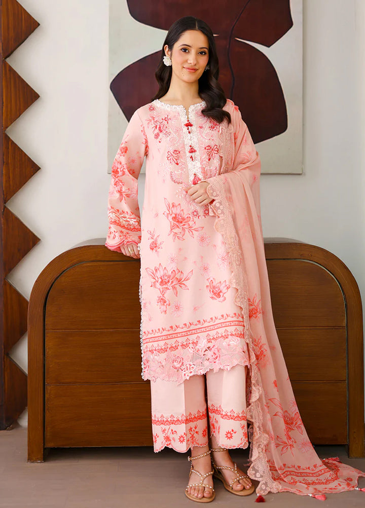 Sunlit Tales by Roheenaz Unstitched Embroidered Lawn 3 Piece Suit RN26ULS Coral Whisper RUNSS260706 - Lawn Collection