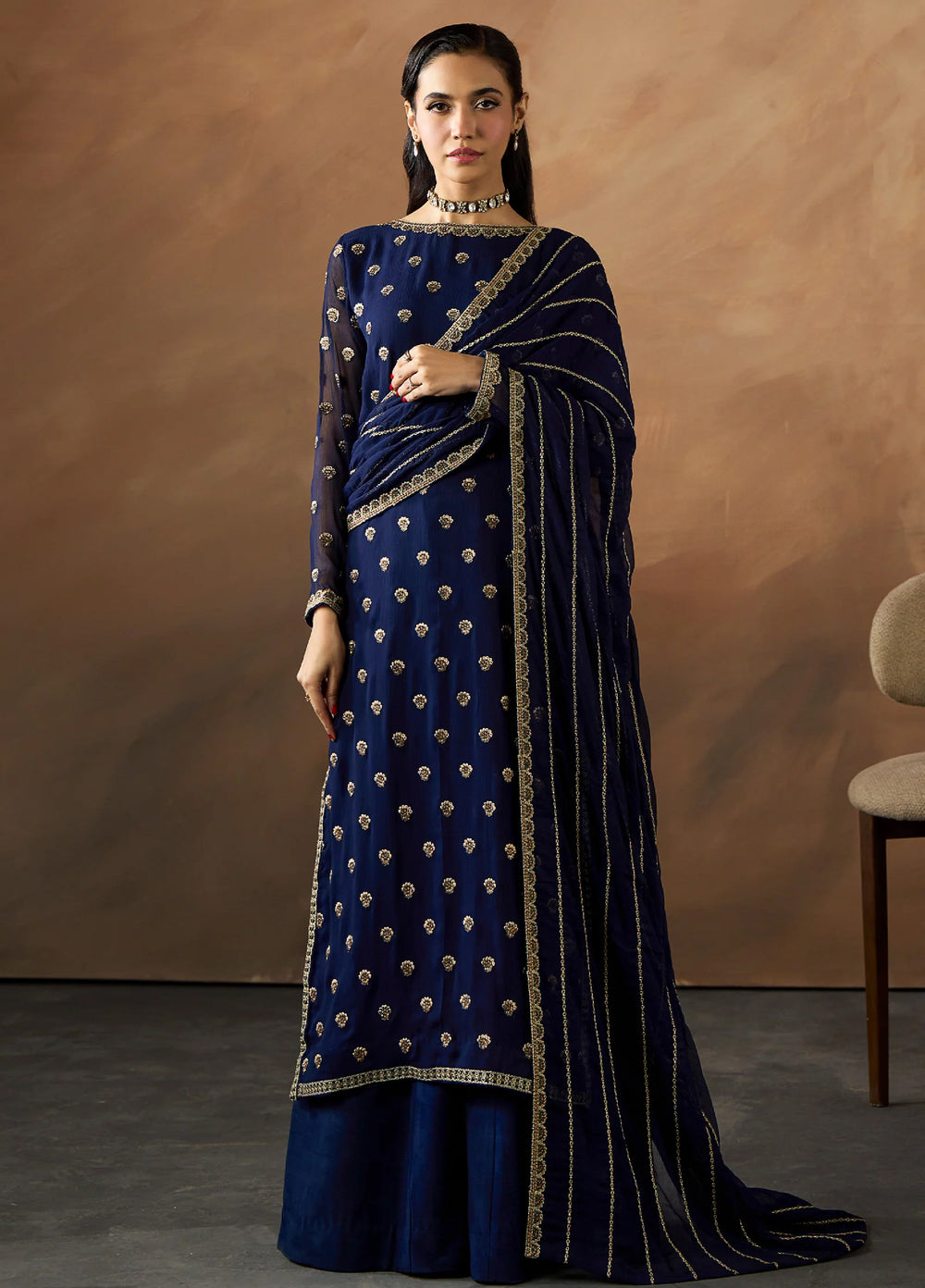 Zarif Women RTW Embroidered Chiffon 3 Piece Suit ZR26UCR ZRF-EMC-26 - Eid Collection