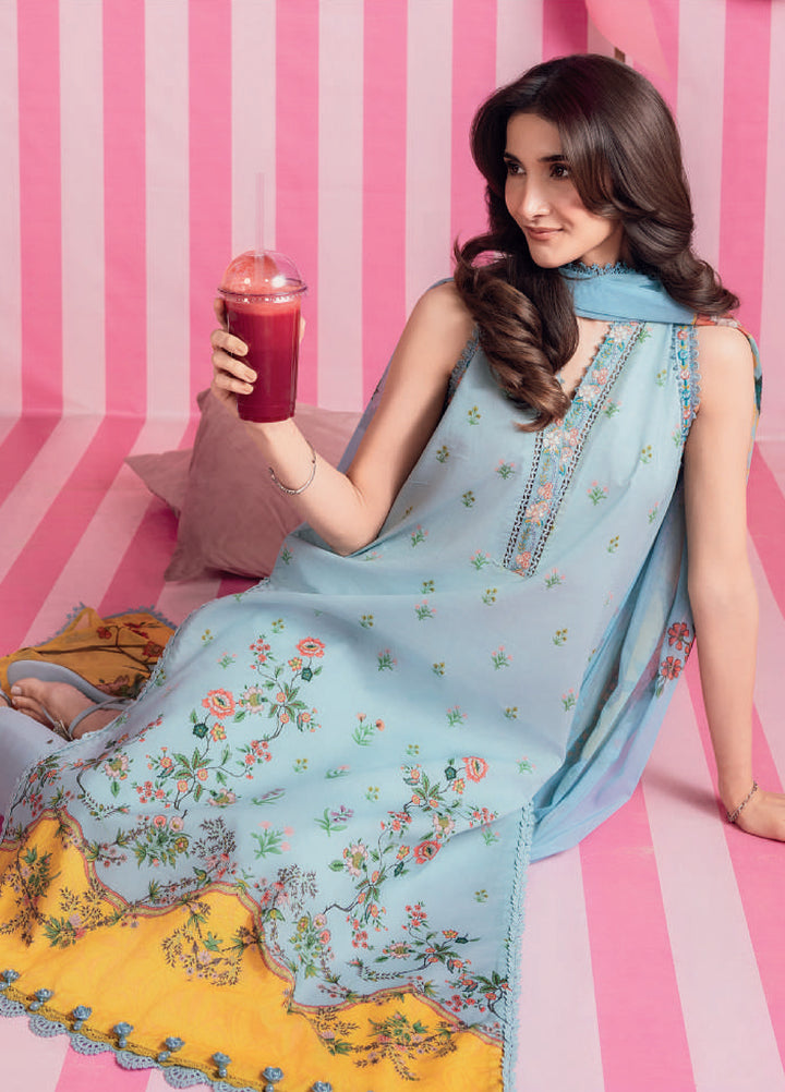M Basics by Maria B Unstitched Embroidered Lawn 3 Piece Suit MB26UMB MB-CUSV13-1B - Summer Collection