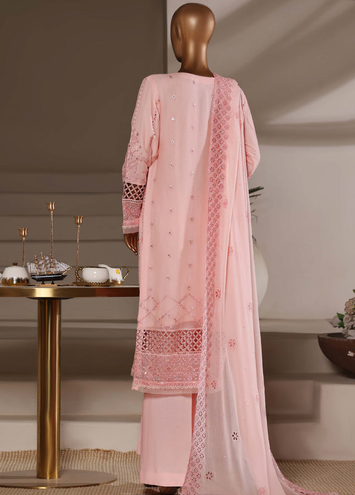 Fasane by HZ Textiles RTW Embroidered Chiffon 3 Piece Suit HZ26UCF HZK-241 Pink - Festive Collection