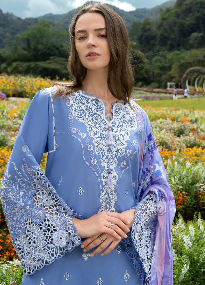 The Secret Garden by Mushq Hemline Unstitched Lawn 3 Piece Suit MU26USG D-15A Azure Bloom - Summer Collection
