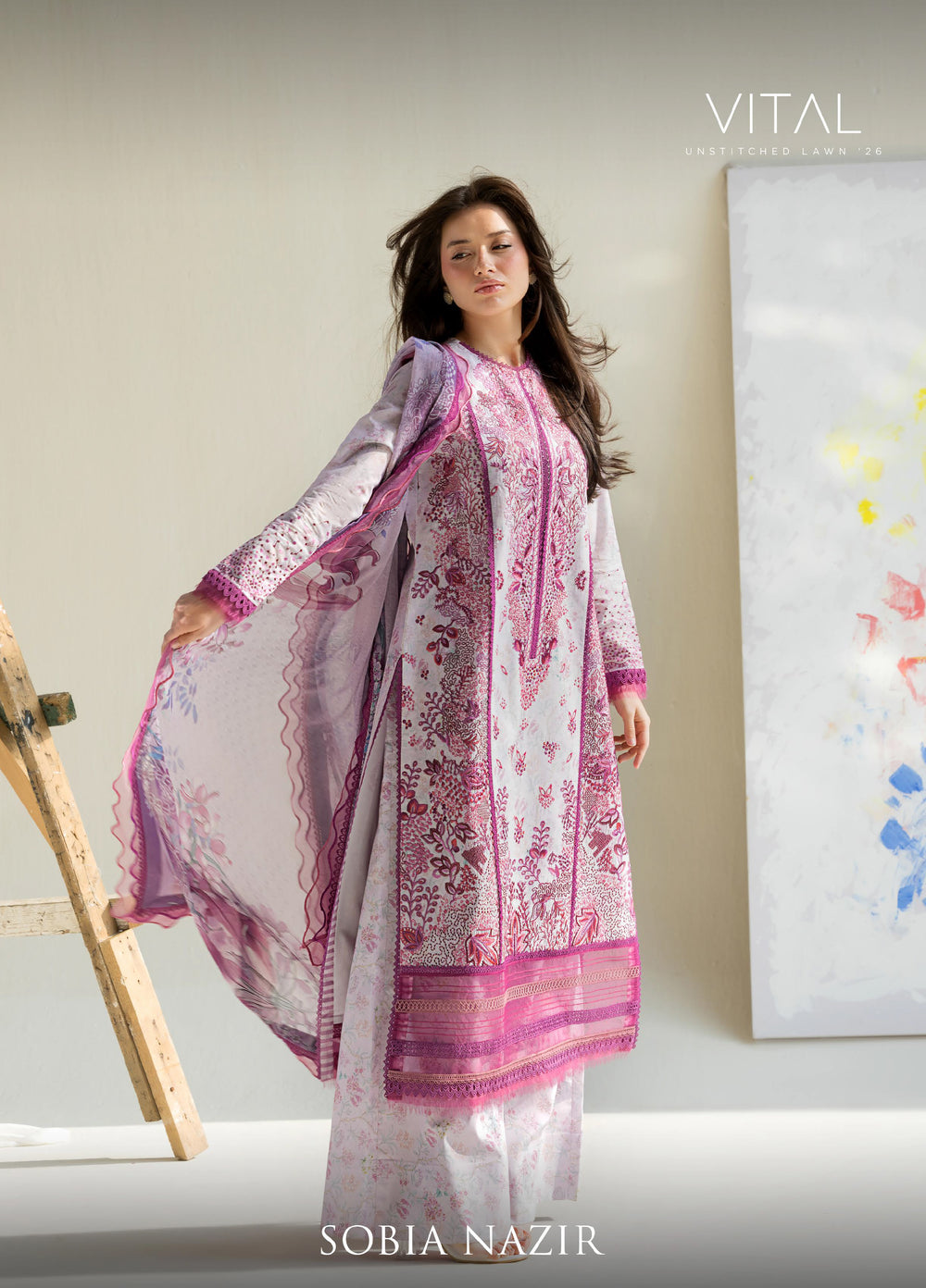Vital by Sobia Nazir Unstitched Embroidered Lawn 3 Piece Suit SN26UVL 5A - Summer Collection