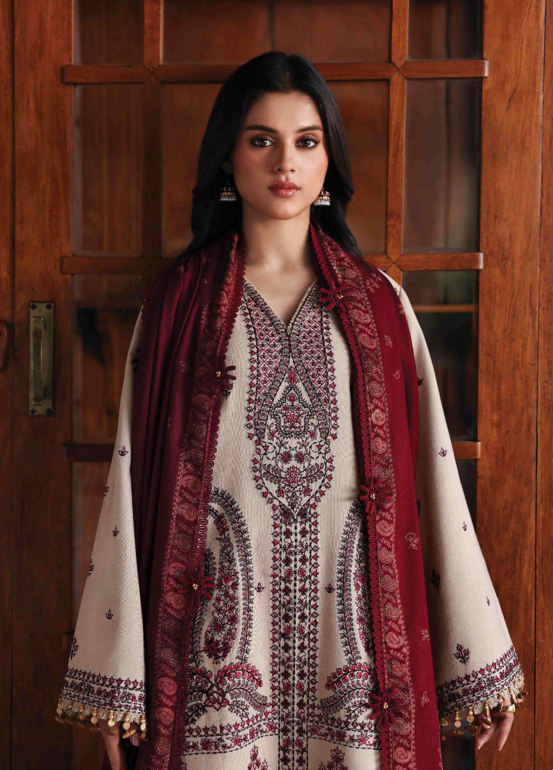 Amaris by Republic Womenswear Unstitched Luxury Shawl Karandi Embroidered Suits 3 Piece RW25AS D-2 - Winter Collection