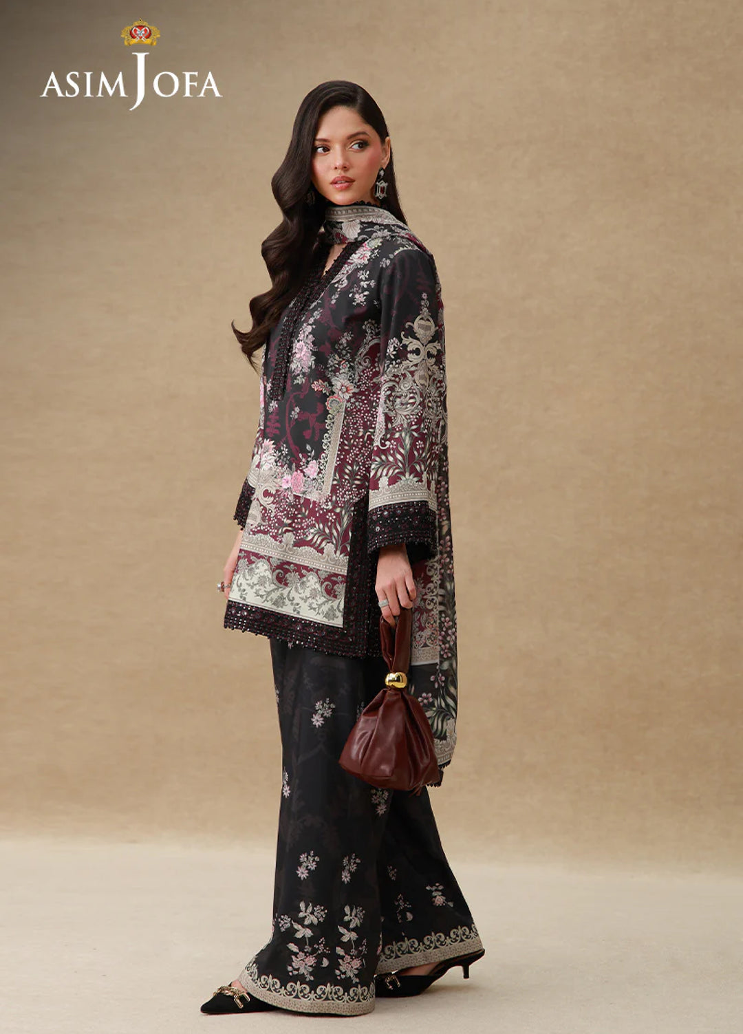 Asim Jofa Unstitched Printed Silk 3 Piece Suit AJ26UPS AJULSC-08 - Casual Collection