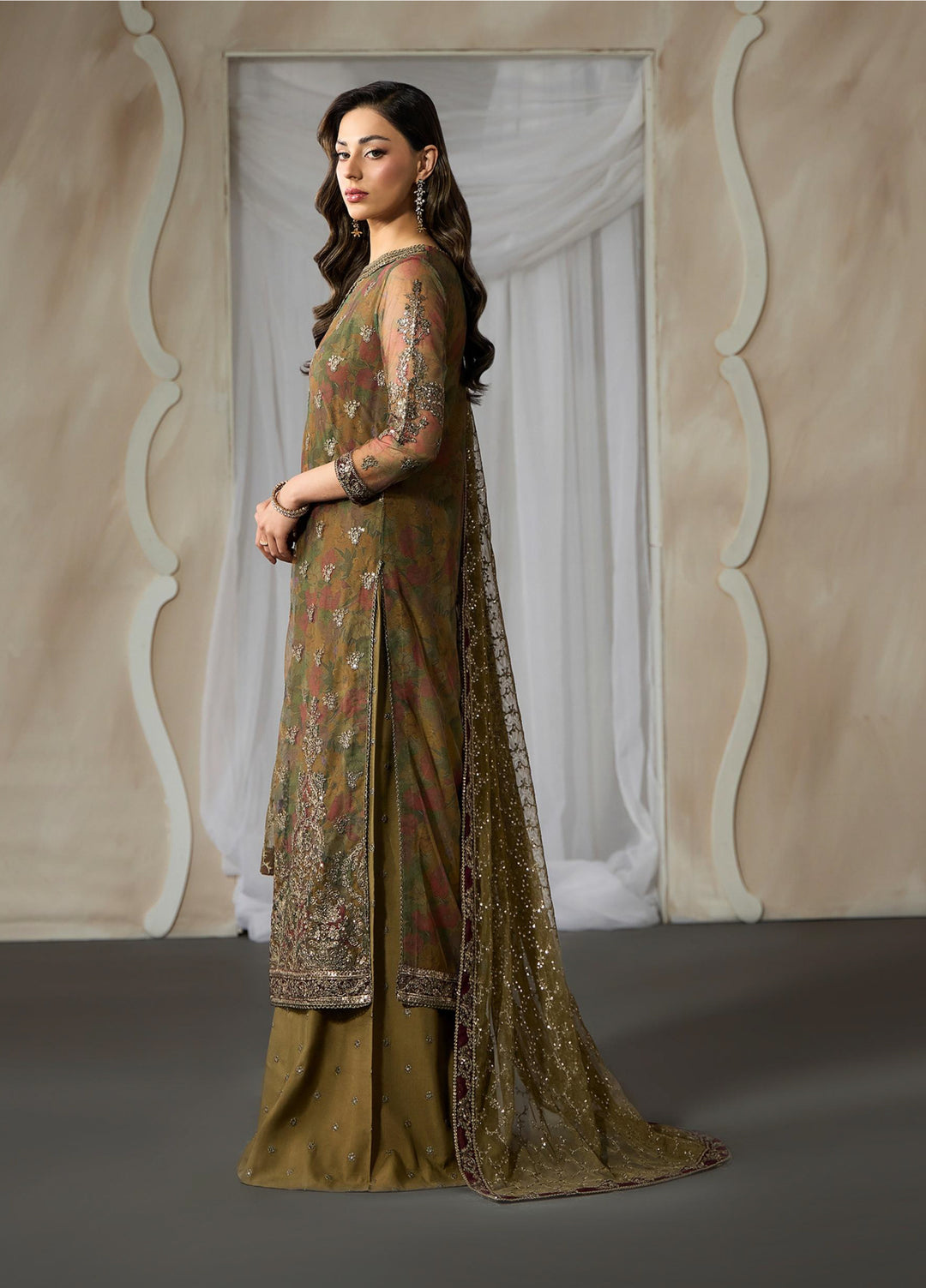 Fasana by Zarif Unstitched Embroidered Net 3 Piece Suit ZR26UF ZRF-PE-05 Zayrah - Festive Collection