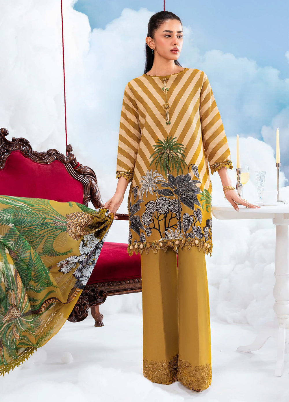 M Basics by Maria B Unstitched Embroidered Lawn 3 Piece Suit MB26SSEL MB-CUSV14-08A - Eid Collection