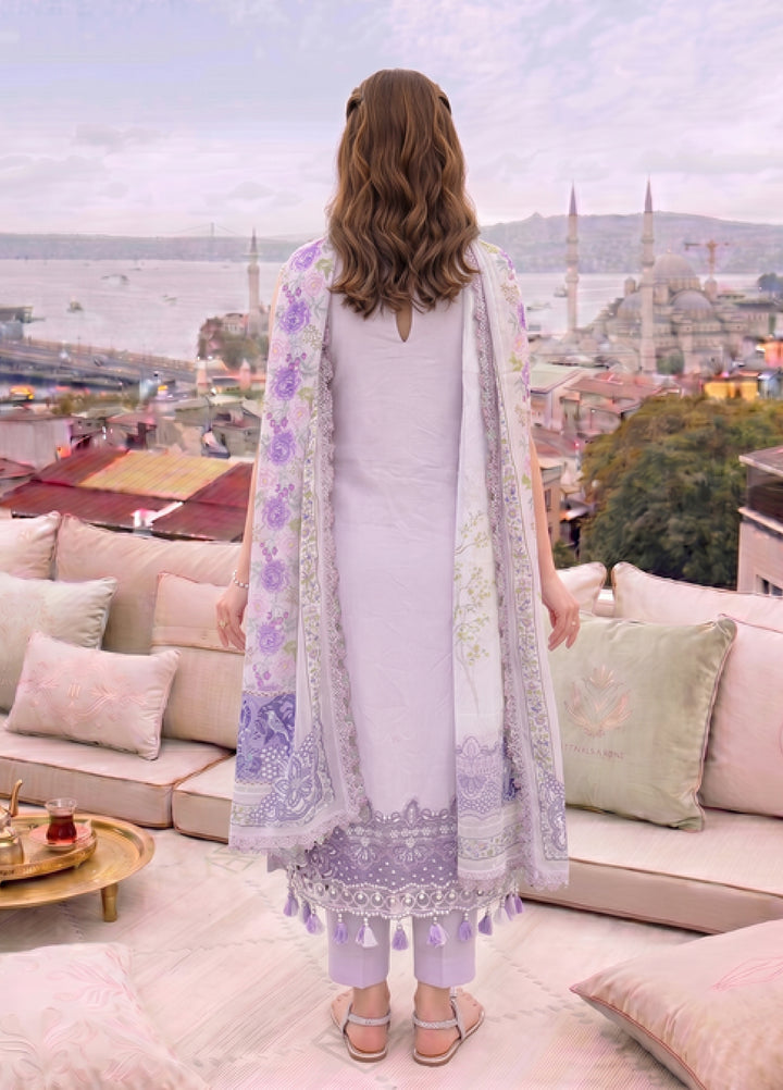 Asifa and Nabeel Unstitched Embroidered Lawn 3 Piece Suit AN26ULE Lilac River VSL 26-02 - Eid Collection