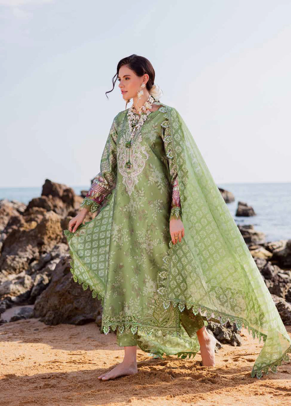 Nureh Unstitched Embroidered Silk 3 Piece Suit NU26US S-23 - Festive Collection