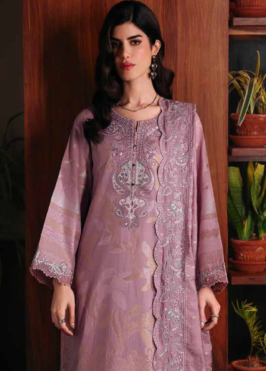 Nureh Exclusive Unstitched Embroidered Lawn Jacquard 3 Piece Suit NU26EU NE-222 - Festive Collection