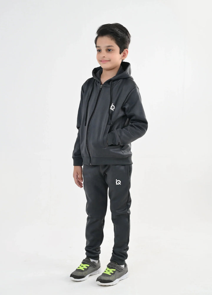 IQ Exclusive Kids Track Suit Fleece 2 PieceGrey Zip Hoodie Tracksuit-Unisex Kids - Winter Collection