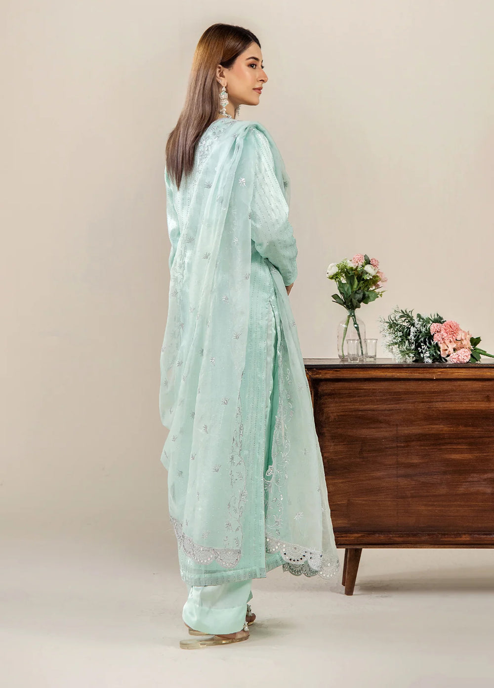 The Florea Edit by Alyra RTW Embossed Sheesha Silk 3 Piece Suit LYRA-RTW1003 - Festive Collection