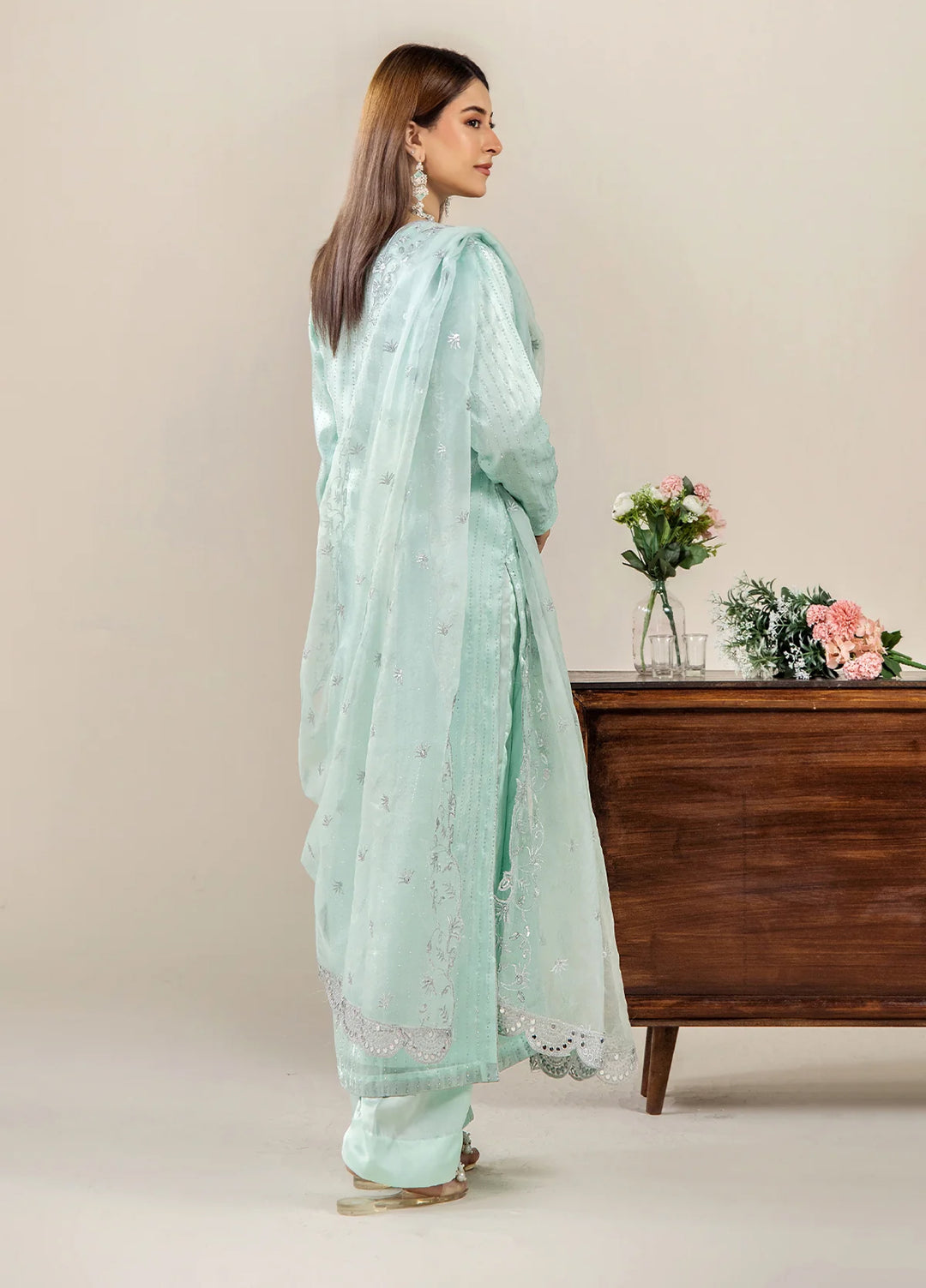 The Florea Edit by Alyra RTW Embossed Sheesha Silk 3 Piece Suit LYRA-RTW1003 - Festive Collection