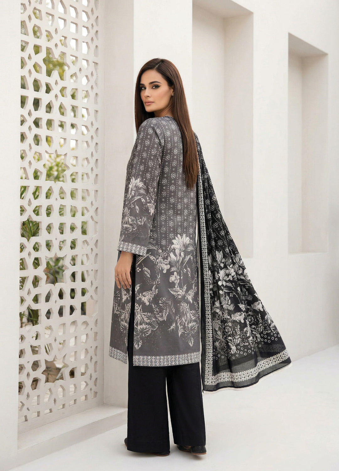 Black N White by Regalia Textiles Unstitched Printed Lawn 3 Piece Suit RG26ULBW D6 - Casual Collection