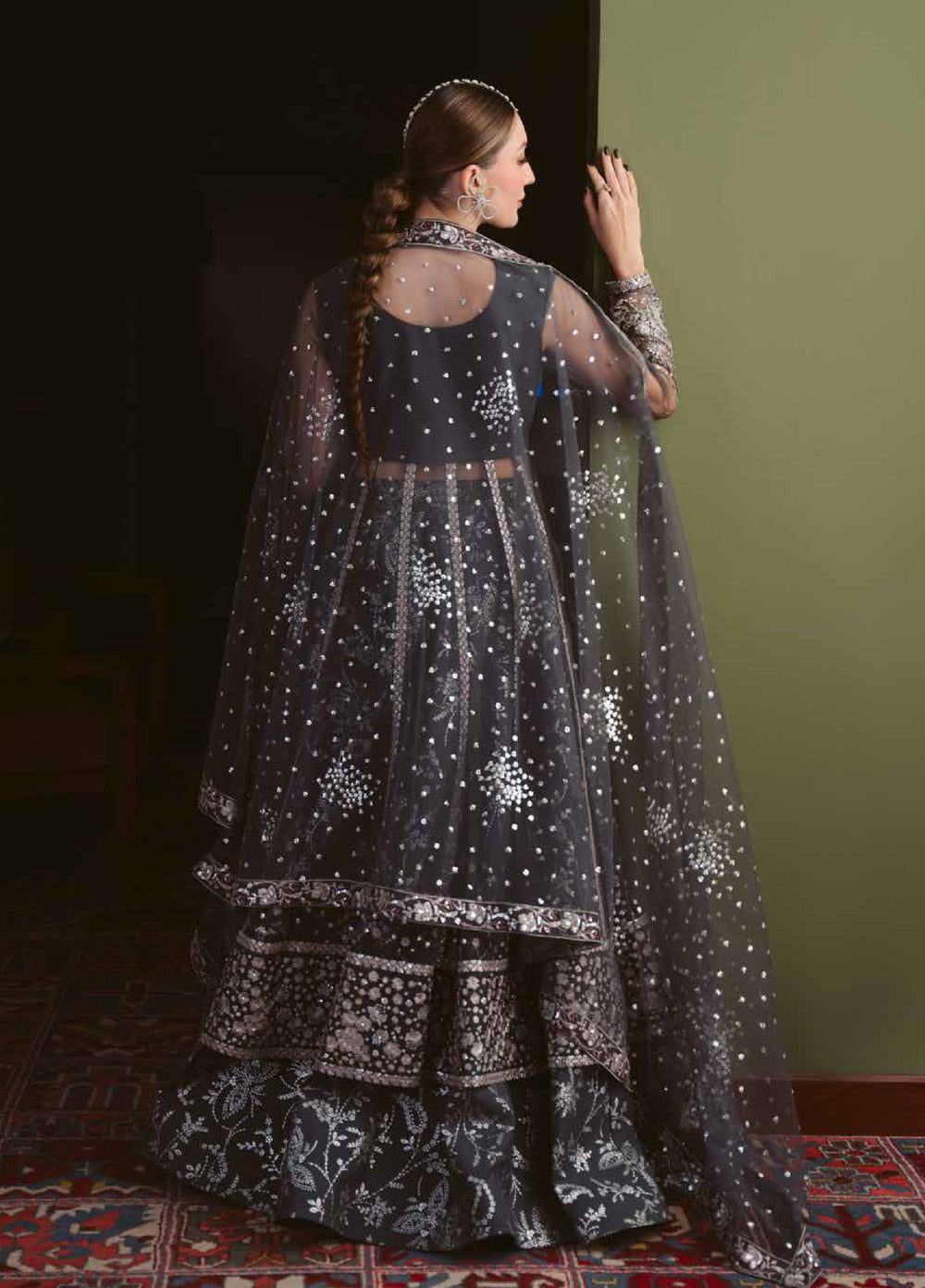 Elaya by Nureh Unstitched Embroidered Net 4 Piece Suit NU26UEF NEL-90 - Festive Collection