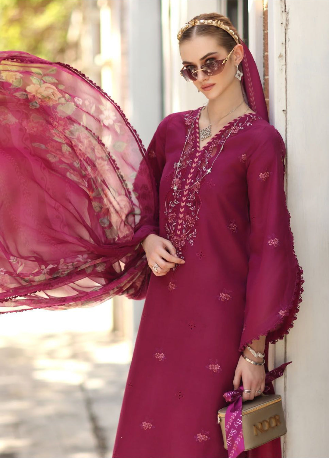 Noor by Saadia Asad Unstitched Embroidered Lawn 3 Piece Suit SA26UNE D-03A - Eid Collection