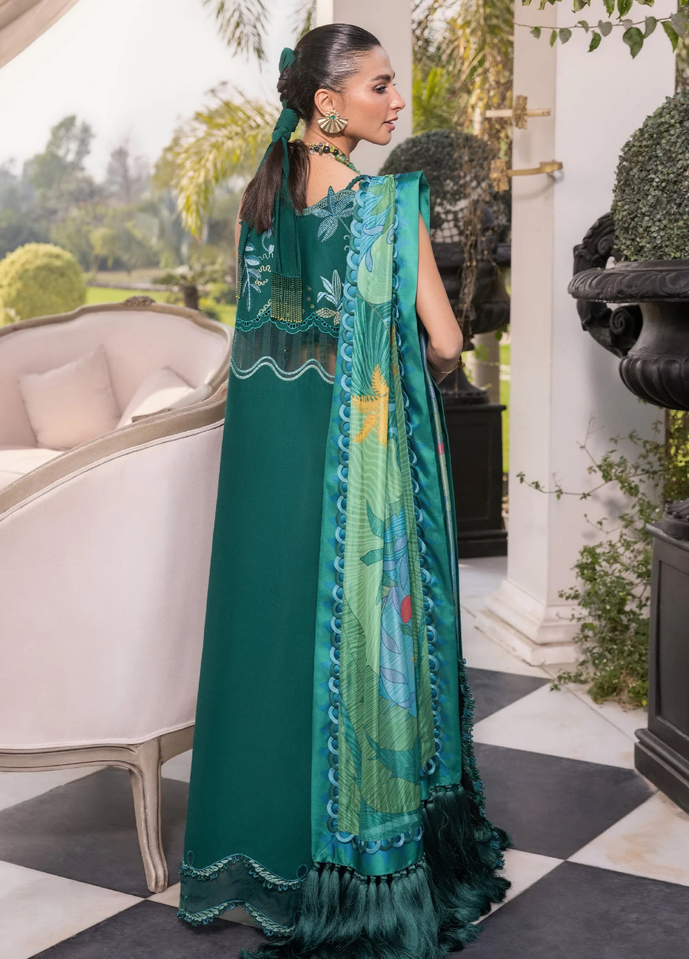 Flow by Crimson Unstitched Embroidered Lawn 3 Piece Suit CR26UFL D3 B-Emerald - Festive Collection