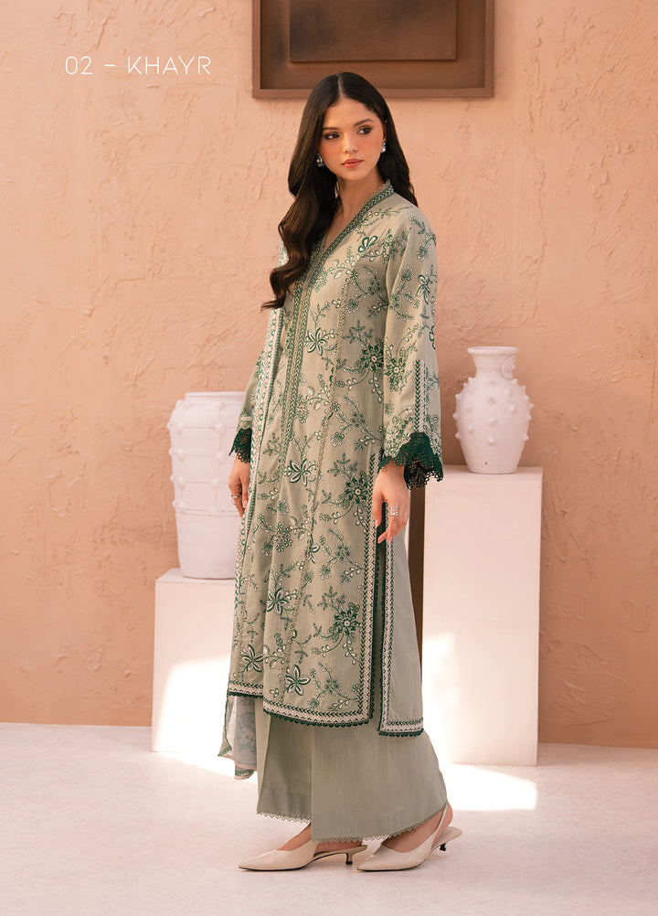 Xenia Unstitched Slub Khaddar Unstitched Embroidered Suits 3 Piece XE25SK D-02 Khayr - Winter Collection