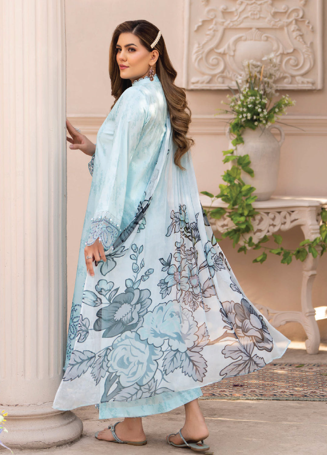 Summer Breeze by Humdum Unstitched Embroidered Lawn 3 Piece Suit HB26USB D-12 - Summer Collection