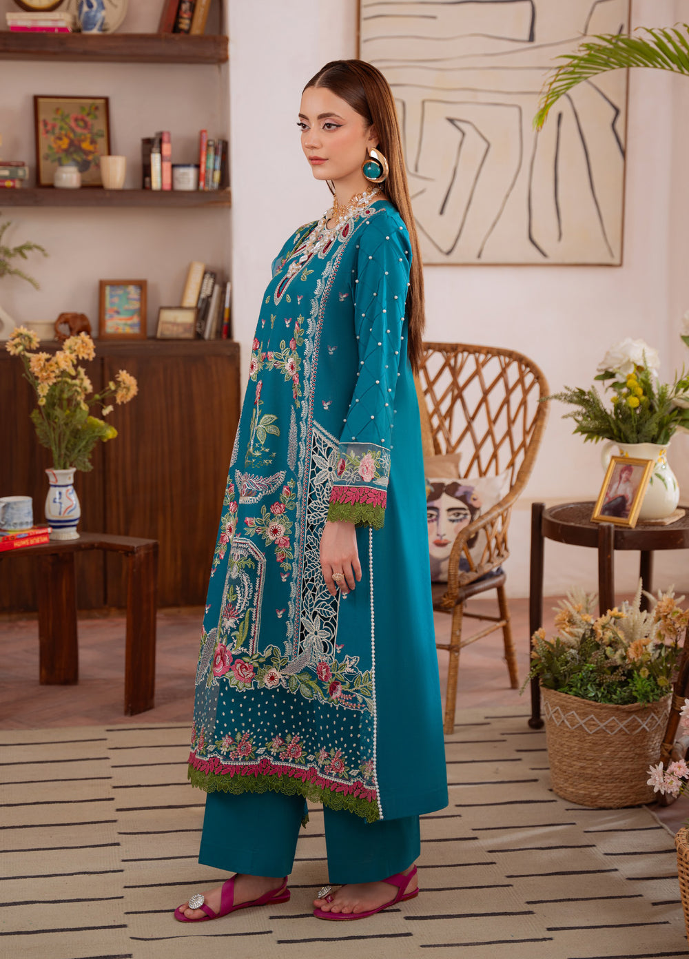 Shanaya by Mahnur Unstitched Lawn Embroidered 3 Piece Suit MN26US SN-12 - Summer Collection