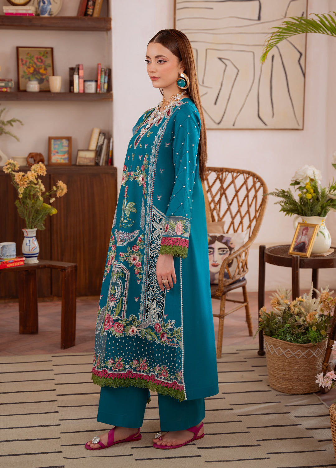 Shanaya by Mahnur Unstitched Lawn Embroidered 3 Piece Suit MN26US SN-12 - Summer Collection