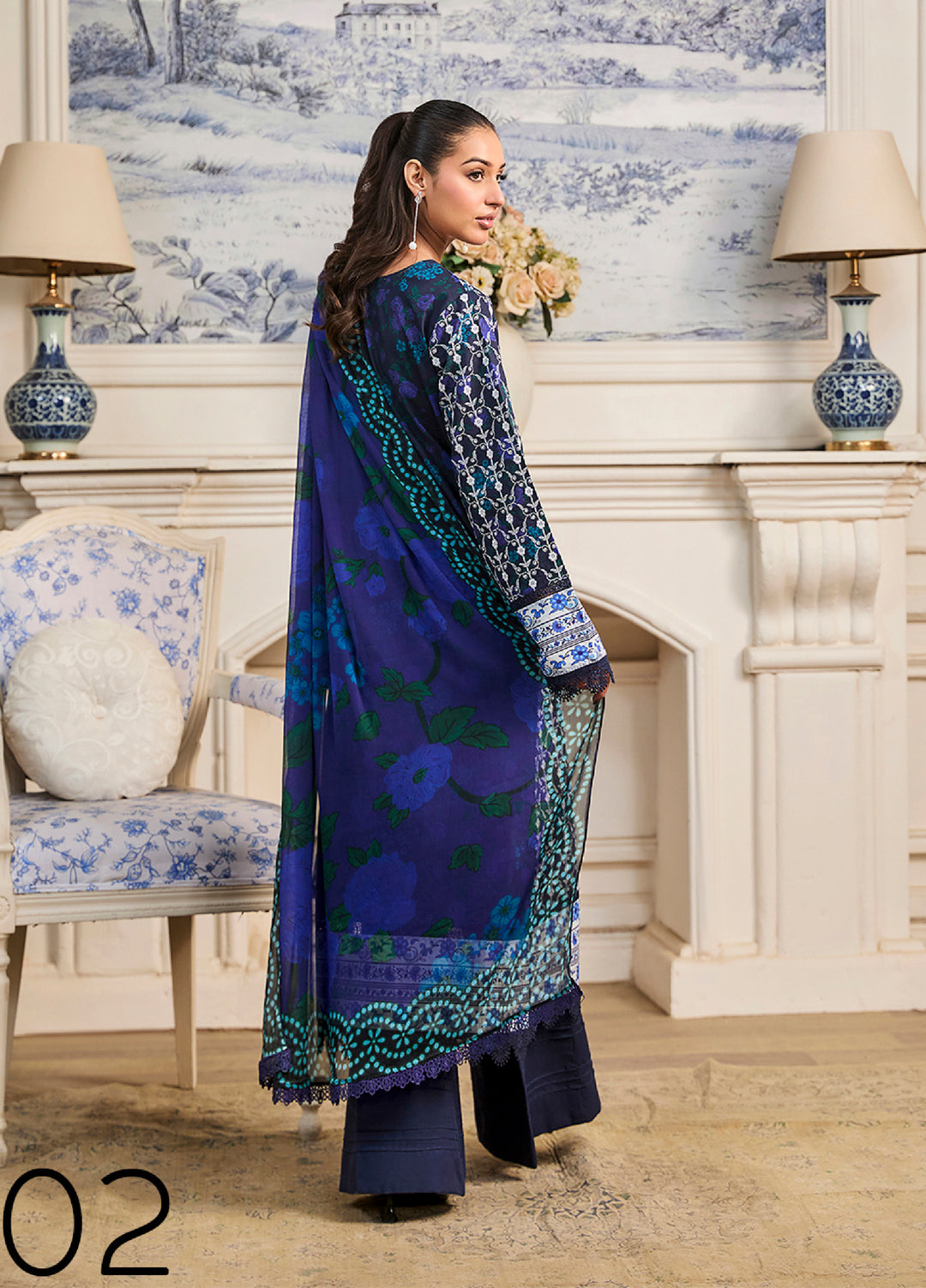 Raha Summer Prints by RajBari Unstitched Printed Lawn 3 Piece Suit RB26URVI D-2 - Summer Collection