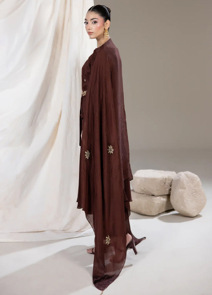 Alee Malic RTW Hand Work Raw Silk 3 Piece Suit Espresso - Wedding Collection