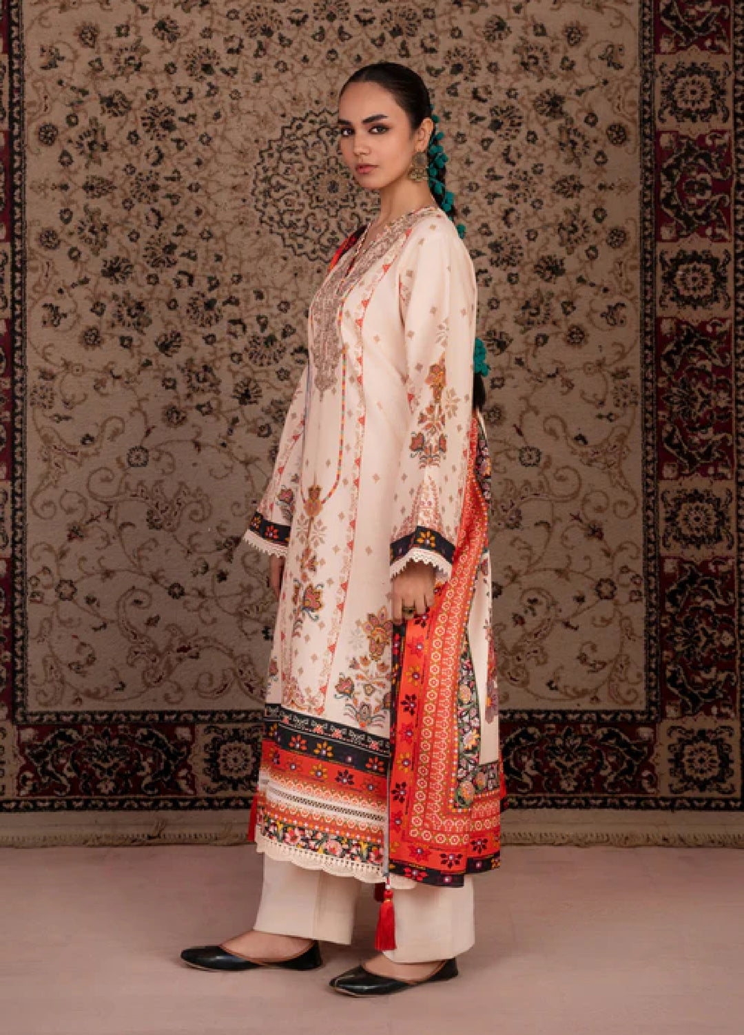 Jugnu by Chandan Nagri Women Pret Embroidered Khaddar 3 Piece Suit Naren - Winter Collection