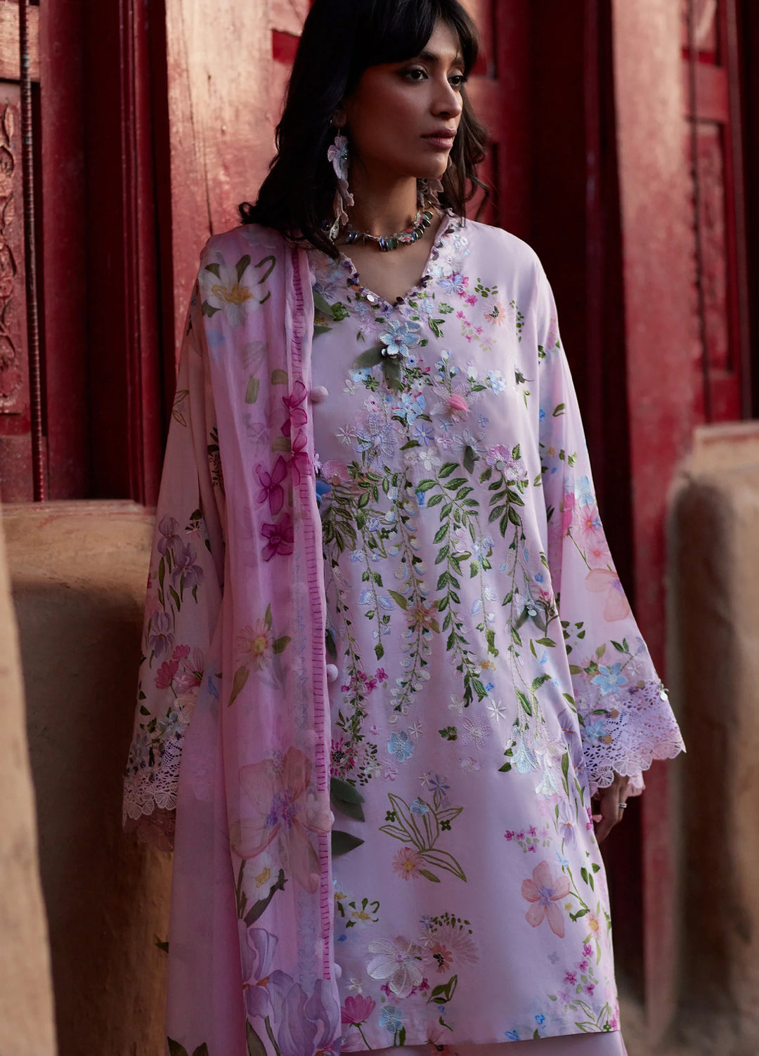 Meili by Zaha Unstitched Embroidered Lawn 3 Piece Suit ZK26UML ZL26-12A - Festive Collection