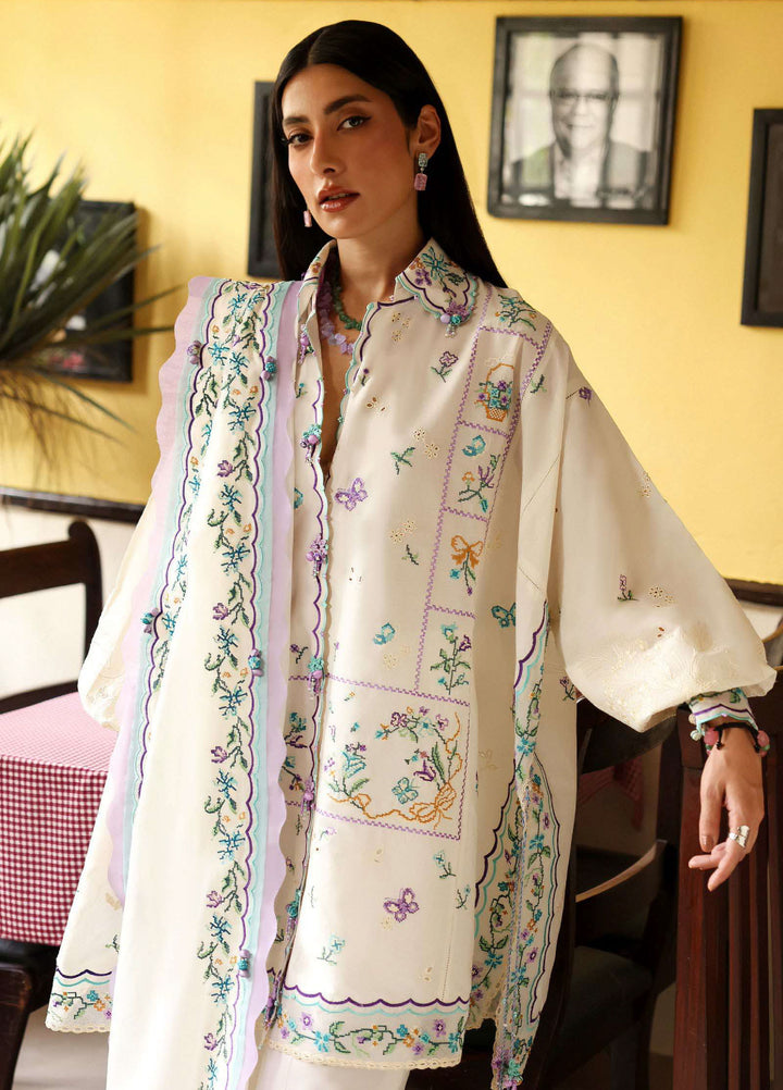 Wild Flower by Zaha Unstitched Embroidered Lawn 3 Piece Suit ZK26UWL ZF26-07 Ghost Orchid Whispers - Festive Collection