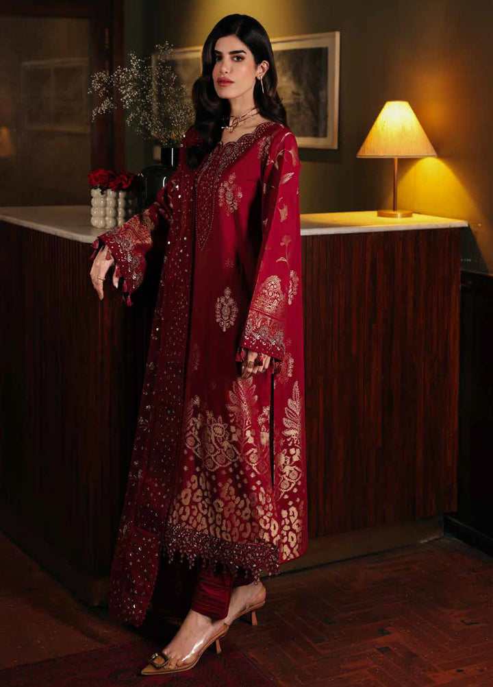 Nureh Exclusive Unstitched Embroidered Lawn Jacquard 3 Piece Suit NU26EU NE-225 - Festive Collection