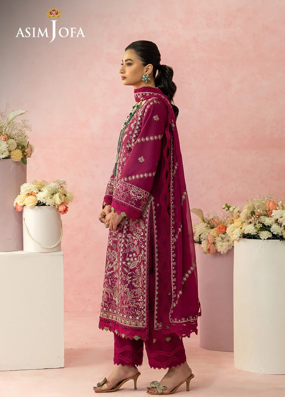 Asim Jofa Unstitched Embroidered Luxury Lawn 3 Piece Suit AJ26ULL AJULW-02 - Festive Collection