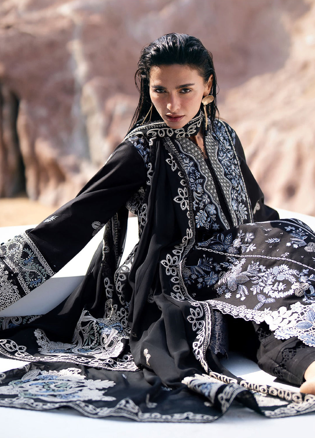 Florent Unstitched Embroidered Luxury Lawn 3 Piece Suit FL26UL FL-6A - Festive Collection