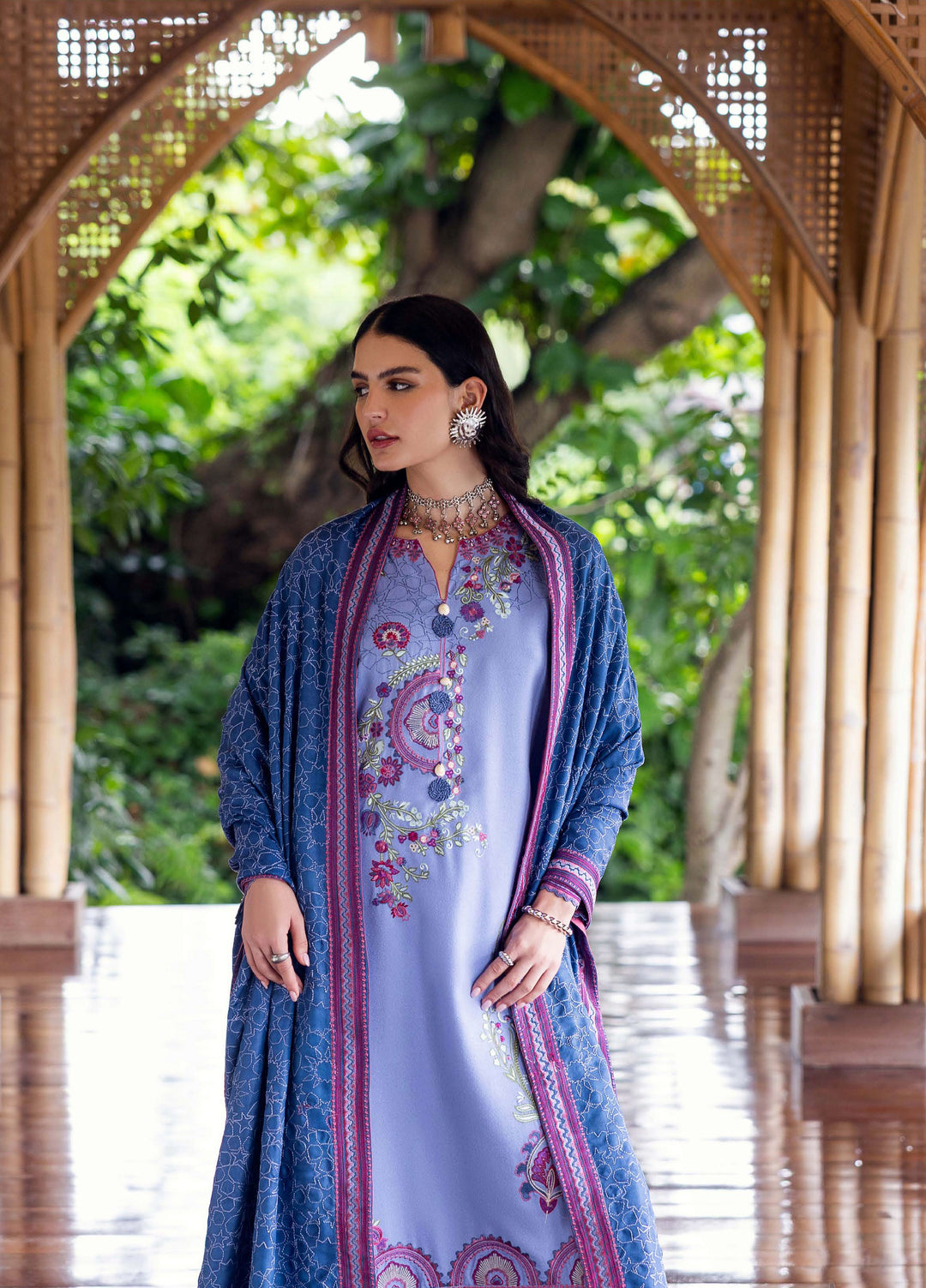 Symphony Hemline by Mushq Unstitched Karandi Embroidered 3 Piece MU25SK River Hush - Winter Collection