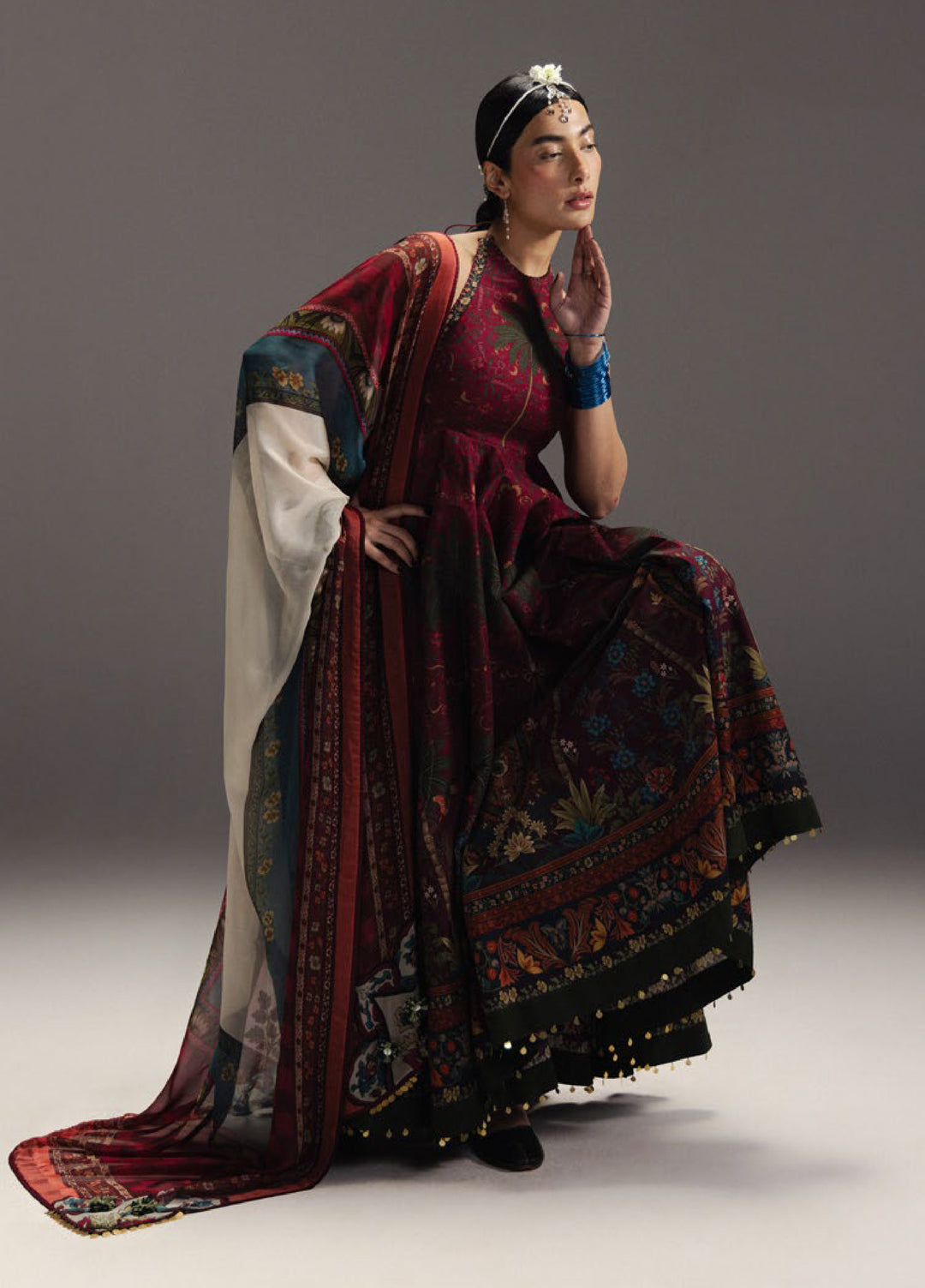 Anarkali by Zara Shahjahan Unstitched Embroidered Lawn 3 Piece Suit ZS26UAL D-06 FIRDAUS - Eid Collection