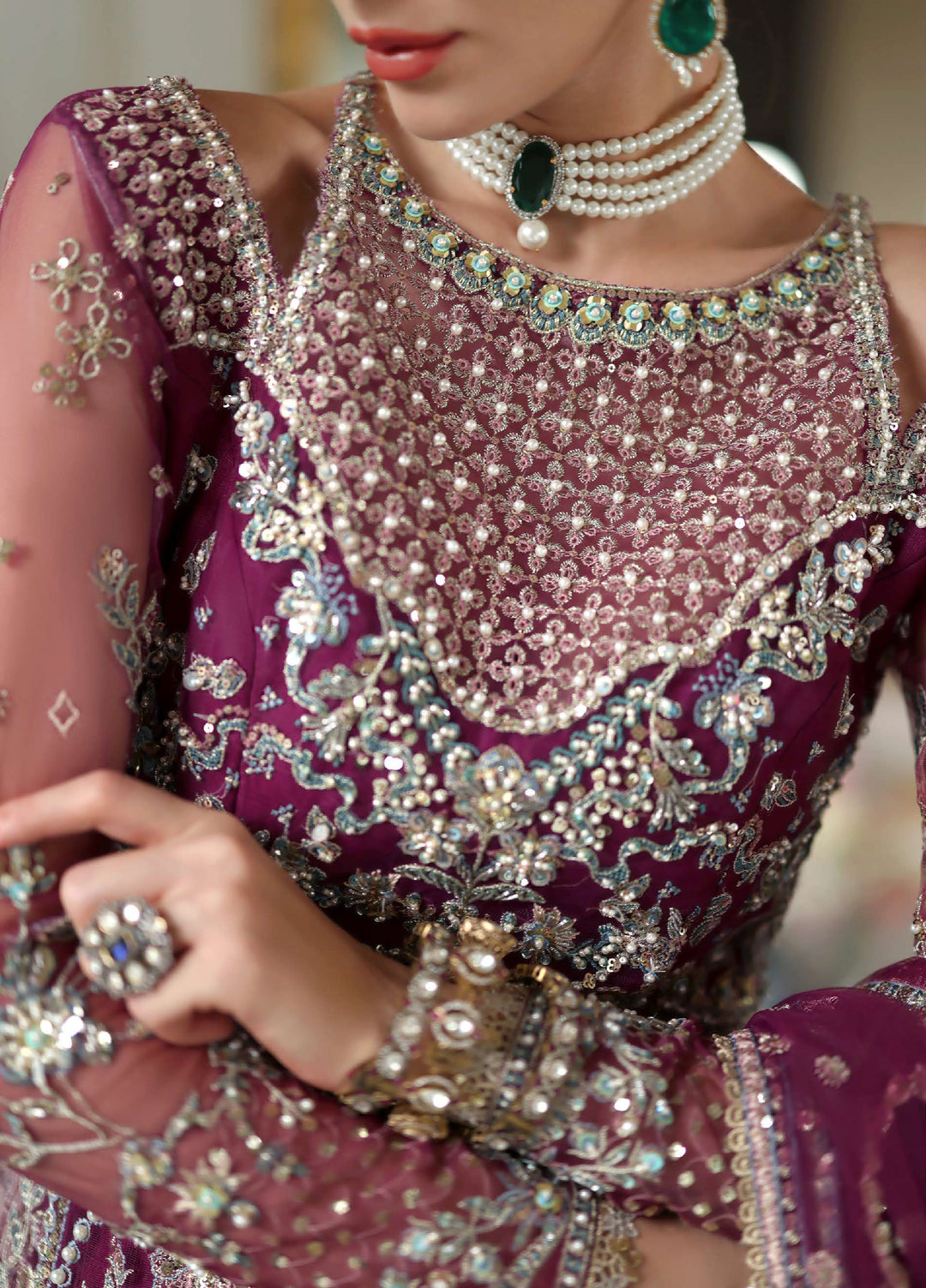 The Muse by Mushq Unstitched Net Embroidered Suits 3 Piece MU26TM Nicole - Wedding Collection