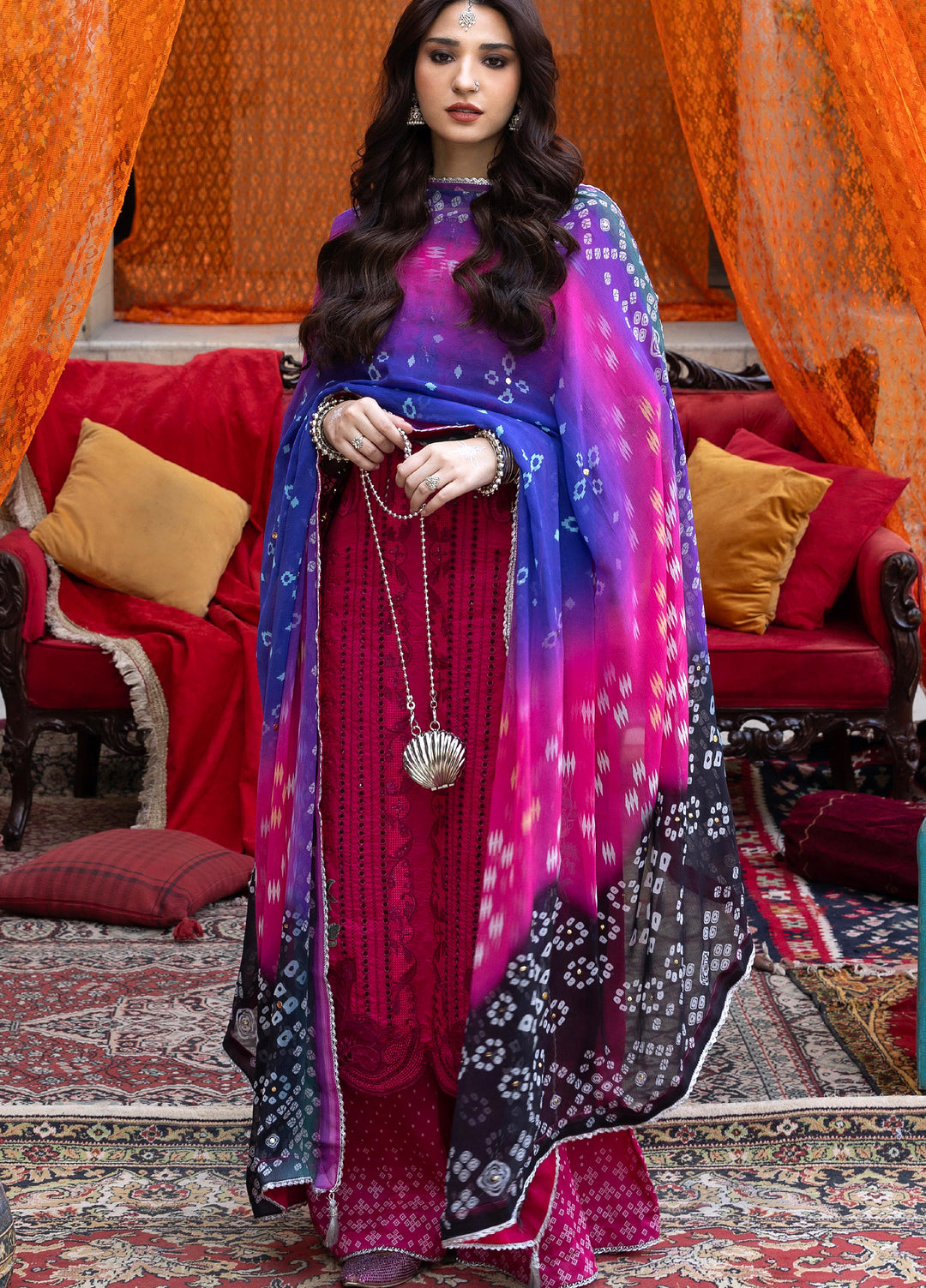 Bandhani by Al Zohaib Unstitched Embroidered Premium Lawn 3 Piece Suit AZ26UB D-5 - Summer Collection