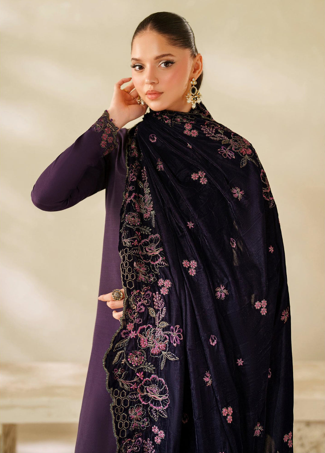 Zarif Velvet Shawls 1 Piece ZRF25VS ZRF-VS-04 - Festive Collection