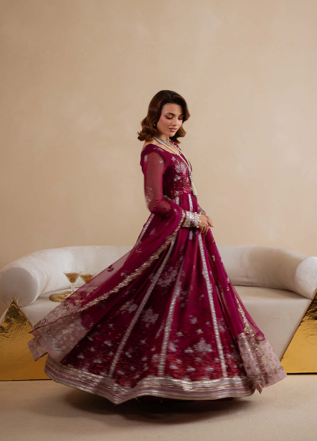 Amaya by Nureh Unstitched Luxury Chiffon Embroidered 3 Piece Suit NU26UA AM-31 - Festive Collection