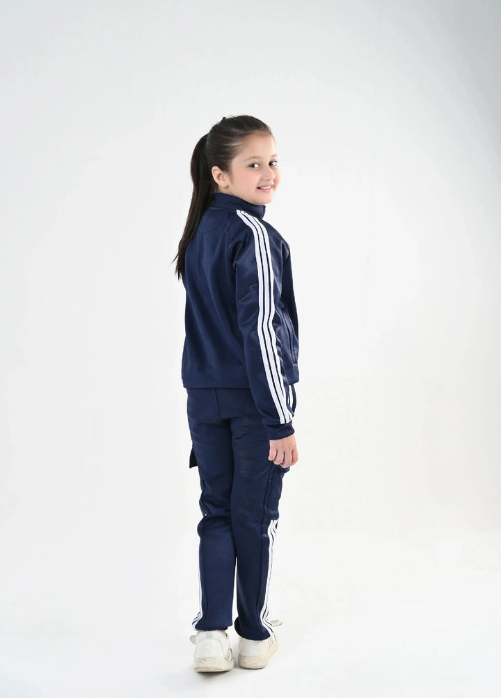 IQ Exclusive Kids Track Suit Fleece 2 PieceNavy Streak Zipper-Unisex Kids - Winter Collection