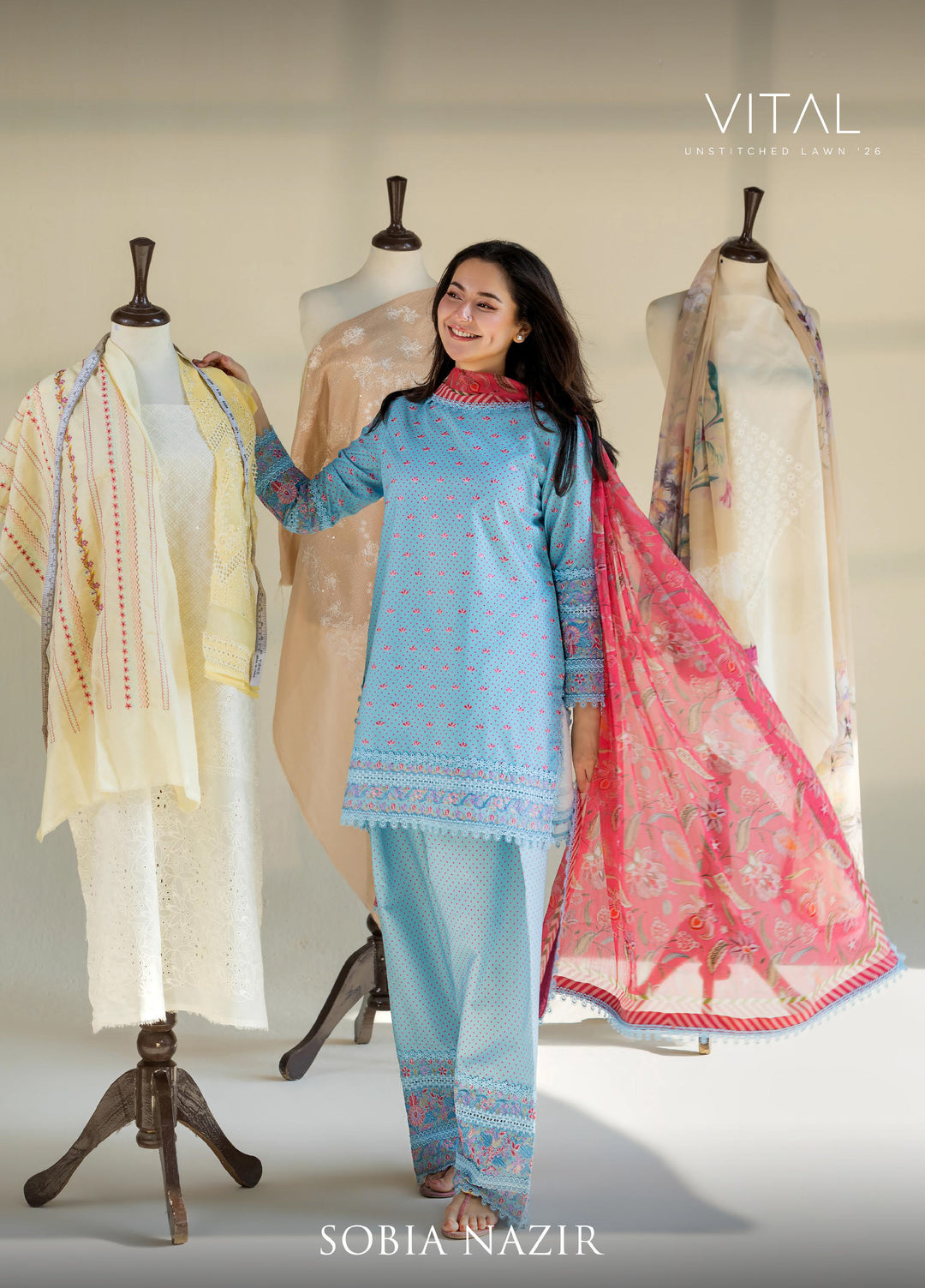 Vital by Sobia Nazir Unstitched Embroidered Lawn 3 Piece Suit SN26UVL 6A - Summer Collection