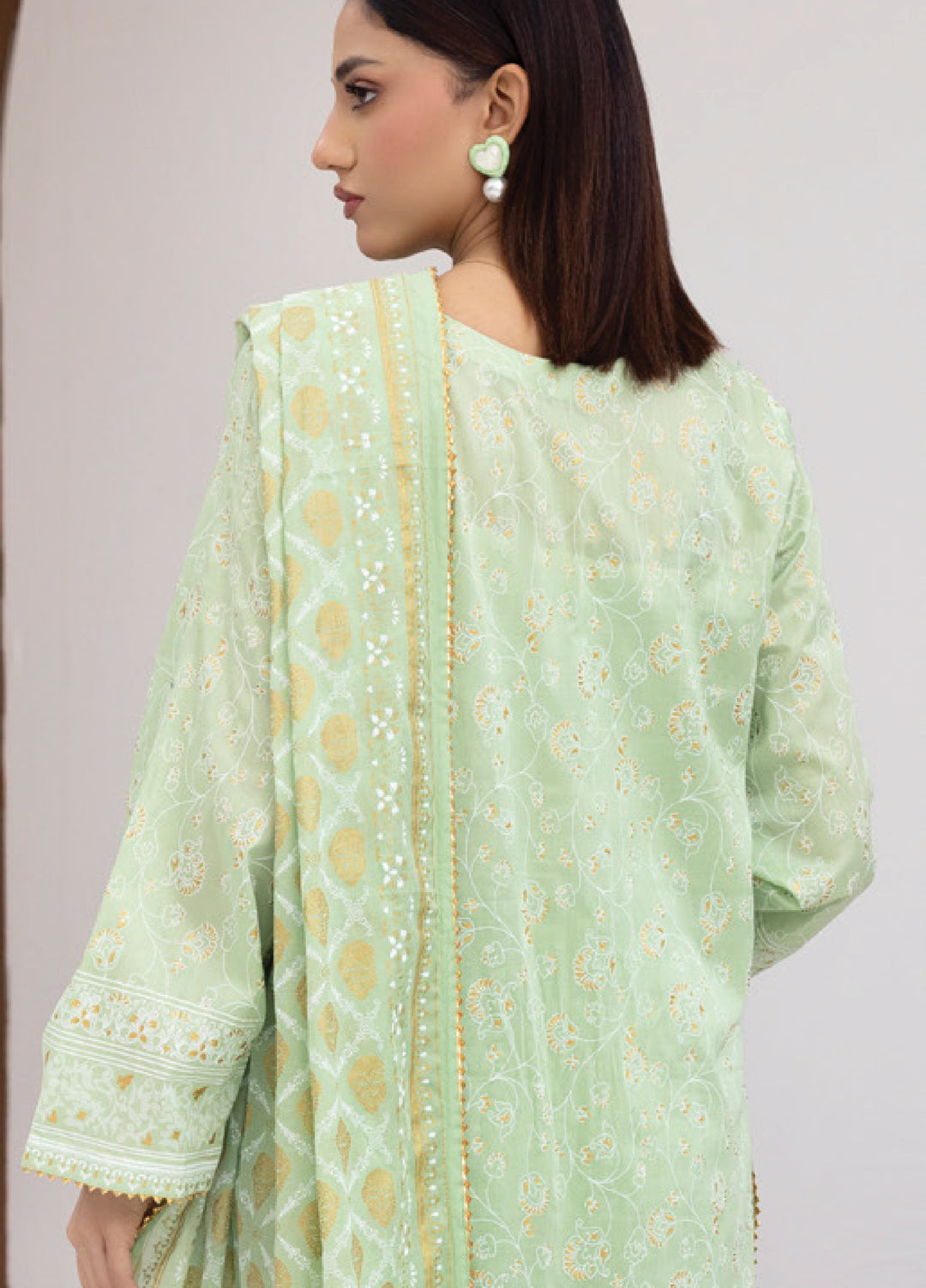 Regalia Textiles Premium Printed Gold Paste Unstitched Lawn 3 Piece Suit RG26UPG D-8 - Summer Collection