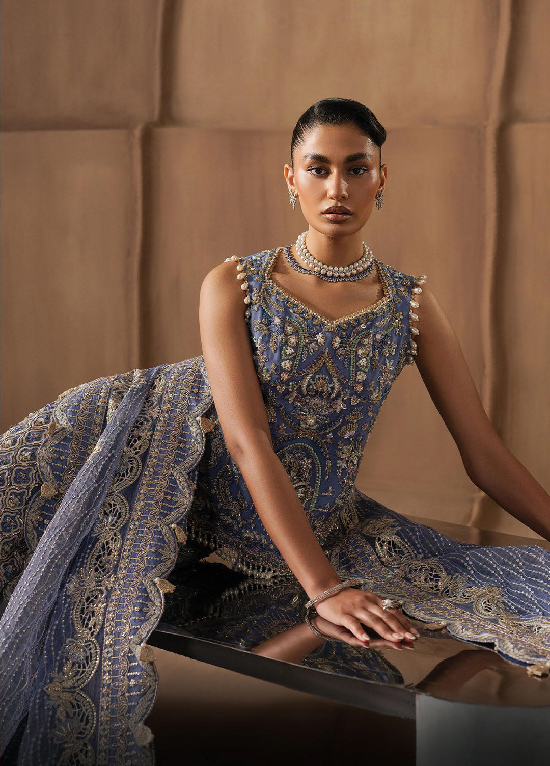 The Brides Edit by Afrozeh Unstitched Embroidered Organza 3 Piece Suit AF26UBE D-03 Arabella - Wedding Collection