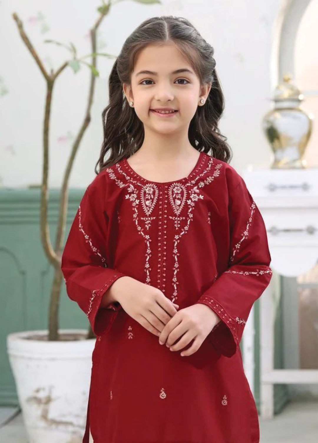 Fresh Birds Kids RTW Embroidered Lawn 2 Piece Suit Lal Pari-FB-07 - Casual Collection