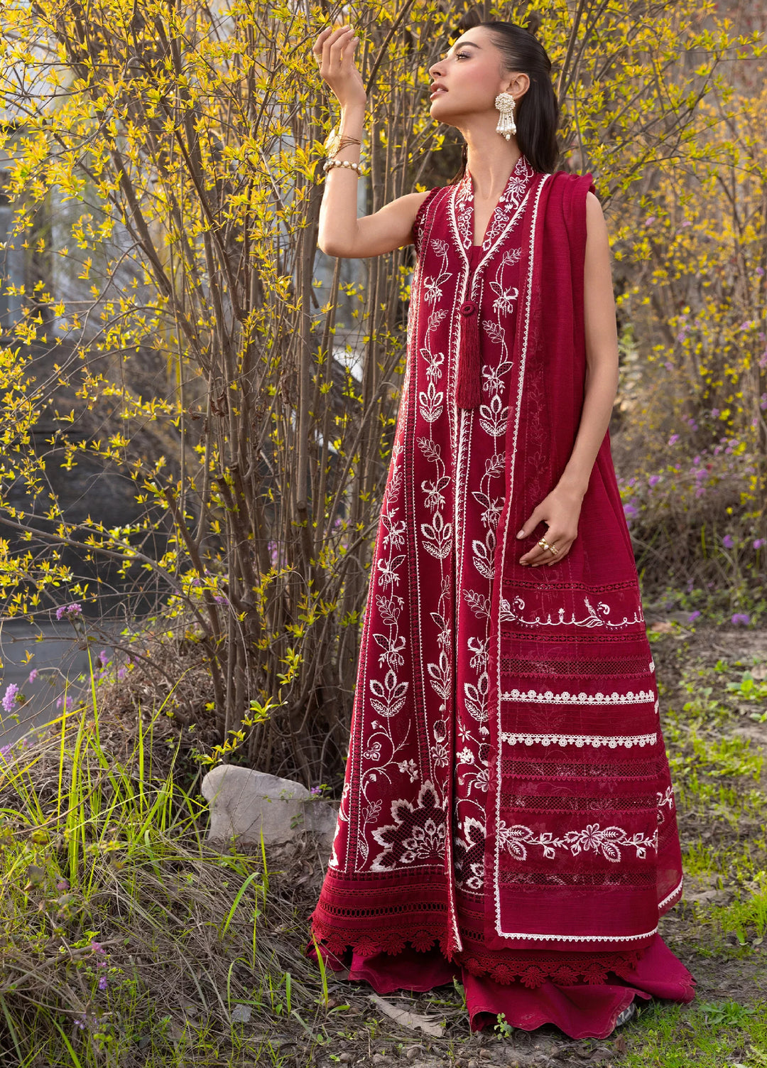 Flow by Crimson Unstitched Embroidered Lawn 3 Piece Suit CR26UFL D5 A-Crimson - Festive Collection