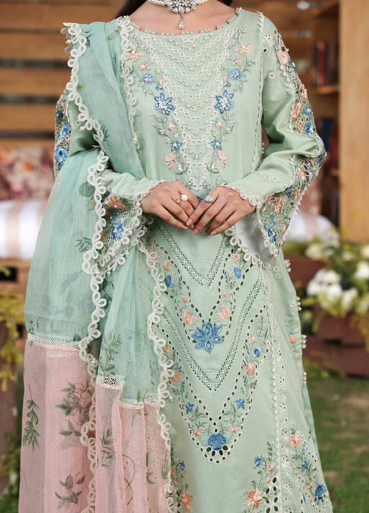 Tales of Petals by Sardinia Unstitched Embroidered Luxury Lawn 3 Pcs Suit SRD26UTP D-2 Summer Sage - Festive