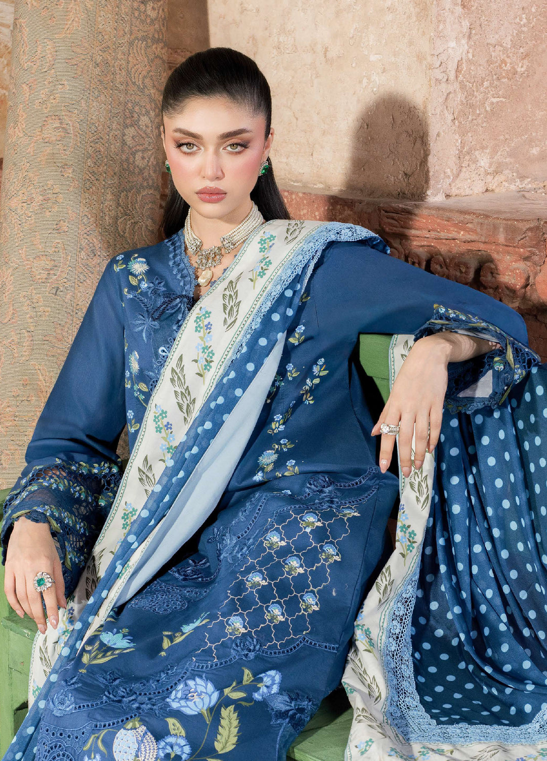 Bloom by Saira Shakira Unstitched Embroidered Lawn 3 Piece Suit SSR26ULB LILY-02B - Eid Collection